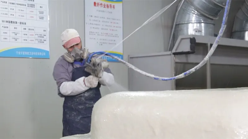 Hot Tub Shell Fiberglass Spraying